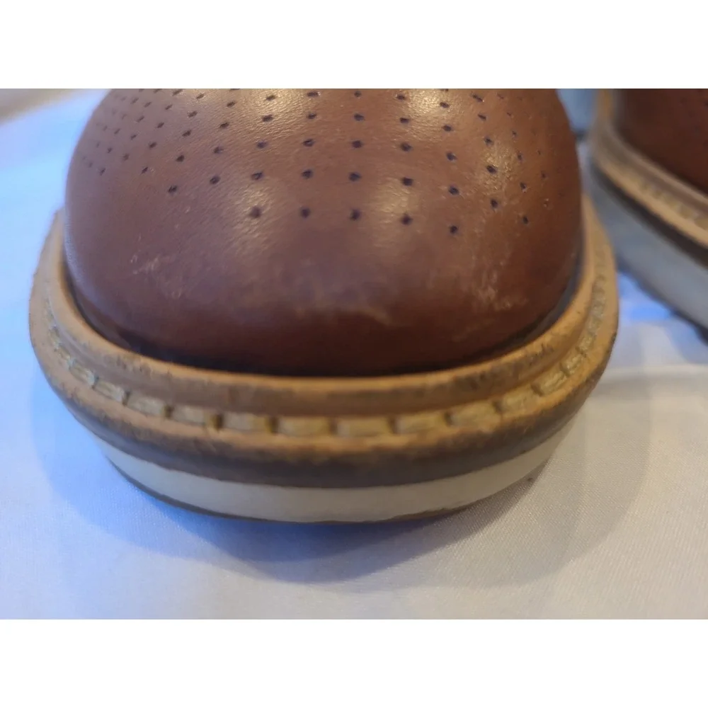 Ecco S.T.1 Men Oxfords Shoes Brown Leather Brogue Pattern For Ventilation